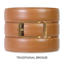 Load image into Gallery viewer, British Tan (Light Brown) Leather Ratchet Belt &amp; Buckle Set