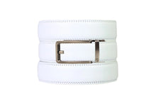 Load image into Gallery viewer, White Leather Ratchet Belt &amp; Buckle Set